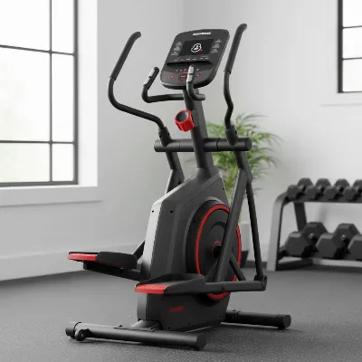 Bowflex Max Trainer M8's sleek, compact, and upright design with integrated console for efficient home workouts